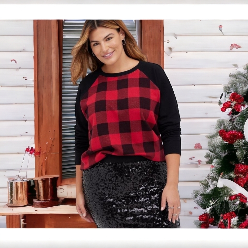NWT - TORRID Classic Fit Red Plaid Sweatshirt - Sz 2X